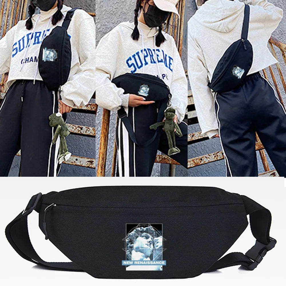 Bicolor Statue Waist Bag Women Shoulder Crossbody Chest Bag Unisex Hip Bum Bag
