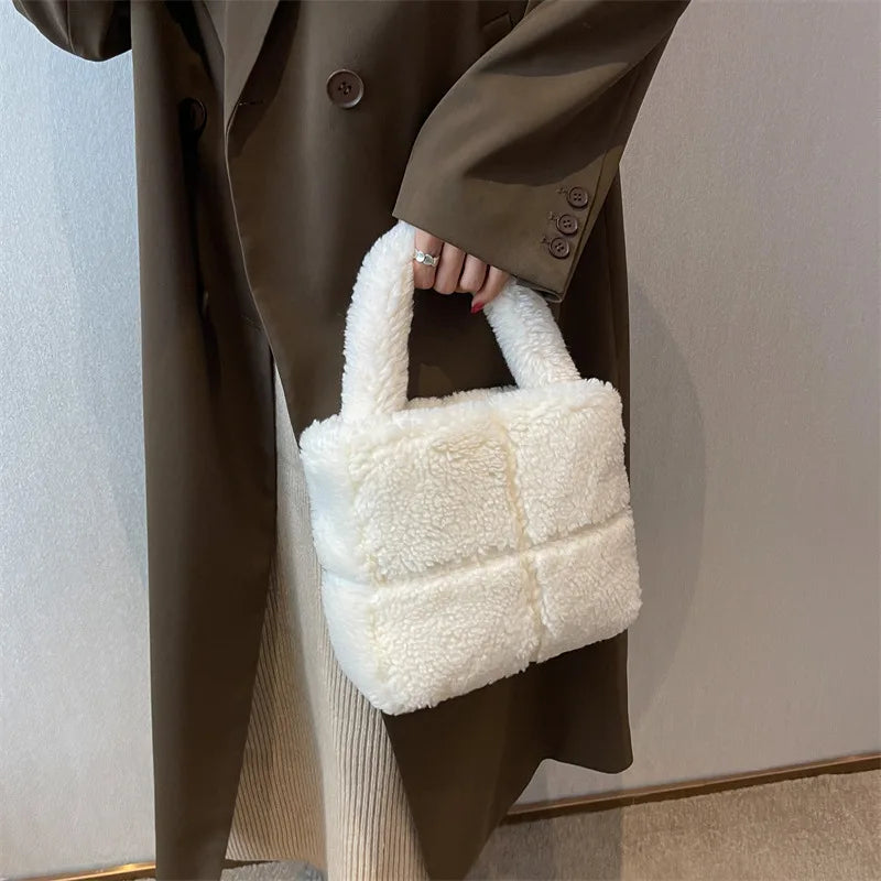 Western Style Lamb Wool Bag Winter Plush Handbag