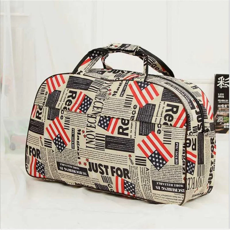 Large Capacity Travel Duffel Bag Waterproof Nylon Handbag Flower Print