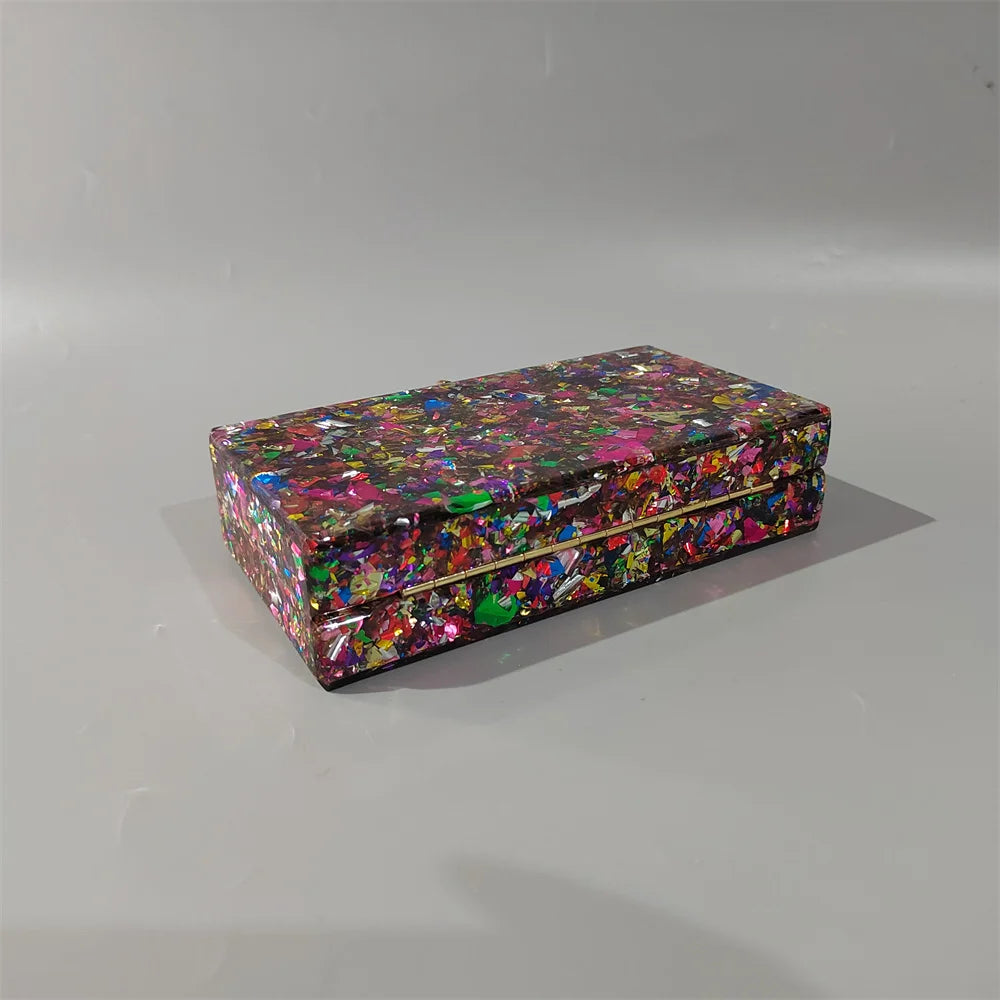 Colorful Glitter Acrylic Box Bag Shoulder Wedding Purse