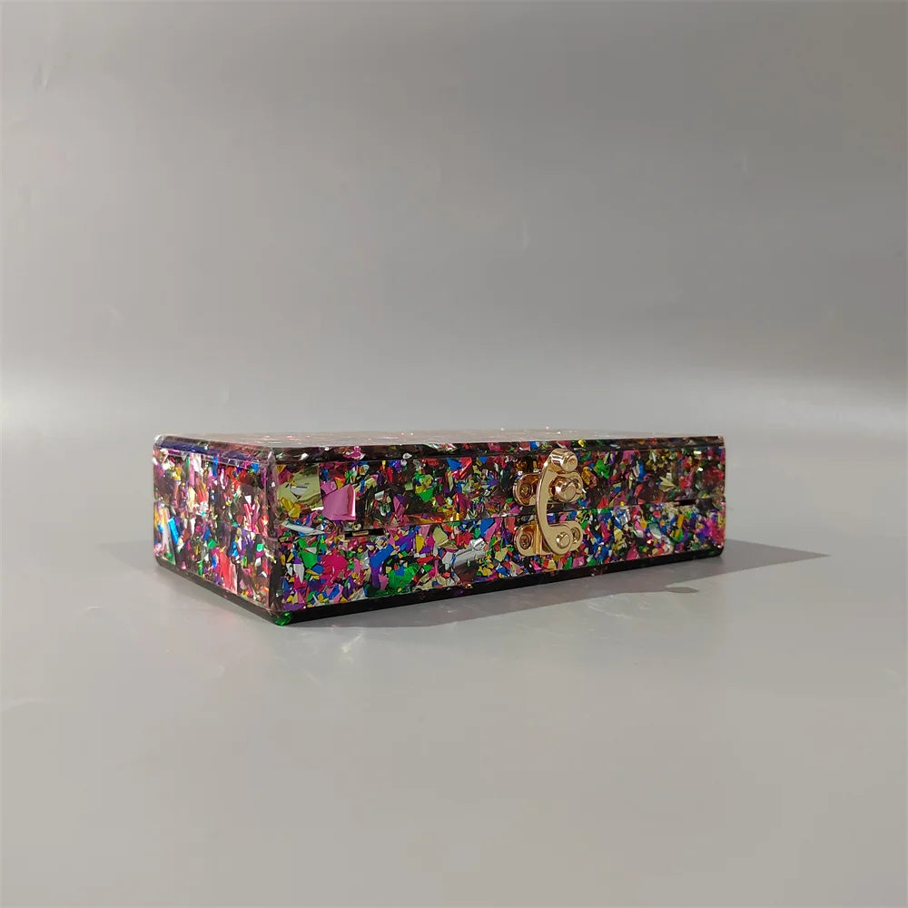 Colorful Glitter Acrylic Box Bag Shoulder Wedding Purse