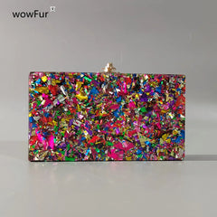 Colorful Glitter Acrylic Box Bag Shoulder Wedding Purse