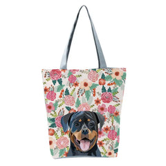 Dog Print Tote Bag Zipper Travel Pouch