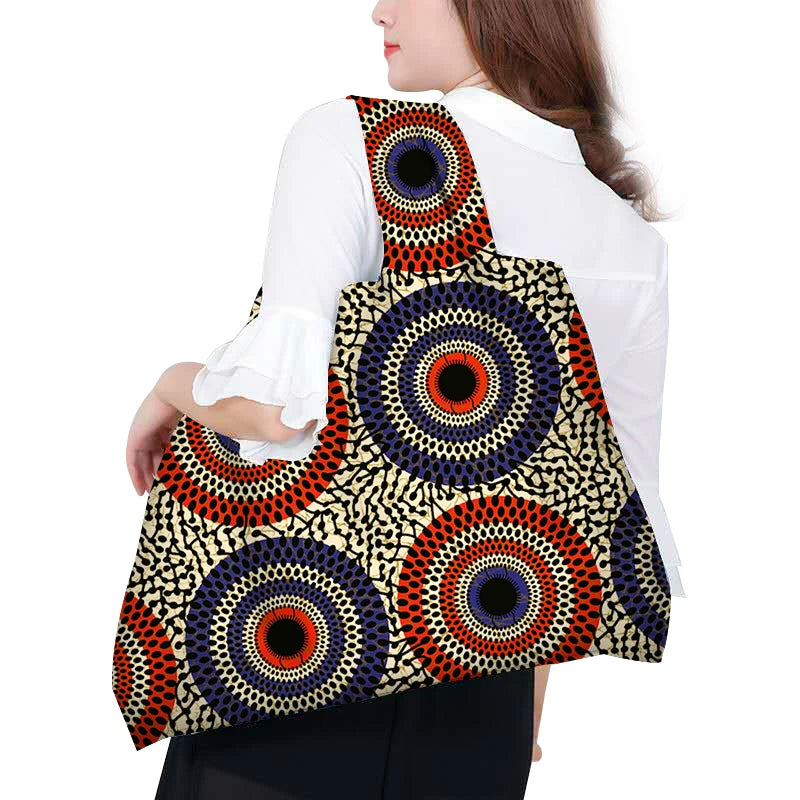 Large African Wax Tote Bag Women's Shoulder Handbag Foldable