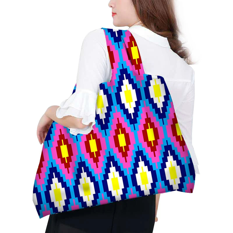 Large African Wax Tote Bag Women's Shoulder Handbag Foldable