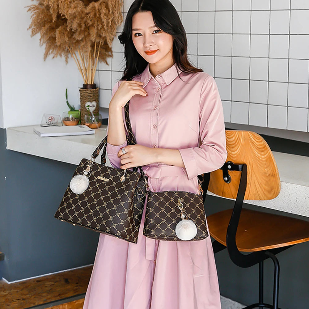 Women Leather Shoulder Bag High Shoulder Retro Totes