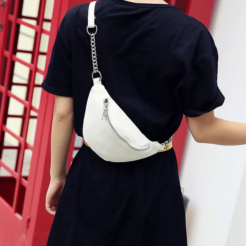 Antitheft Lychee Leather Waist Bag Fanny Pack Women Walking Shopping