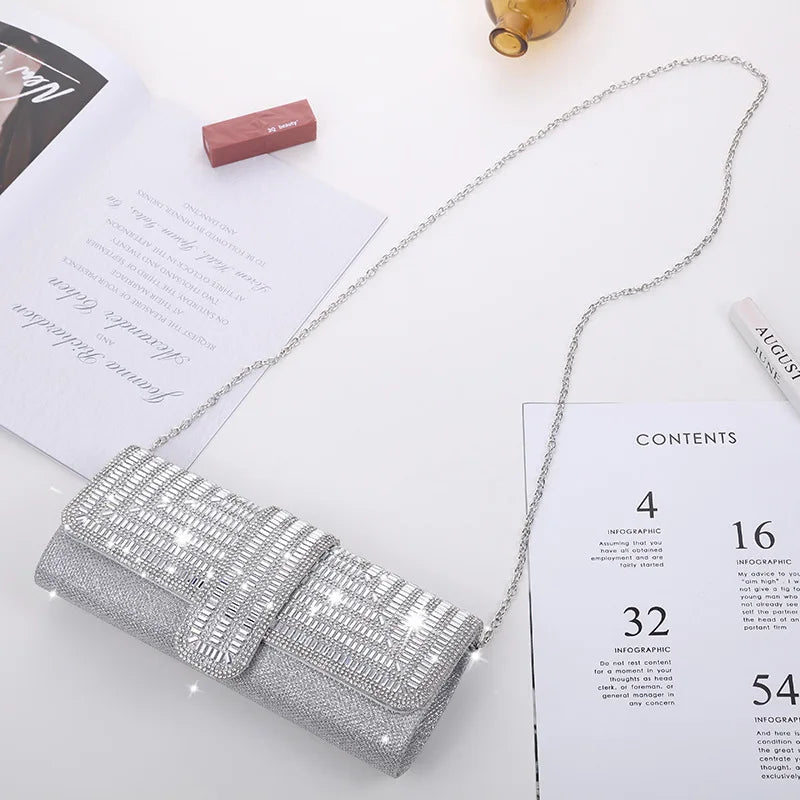 Rhinestone Clutch Purse and Handbag for Women's Party Evening Bag