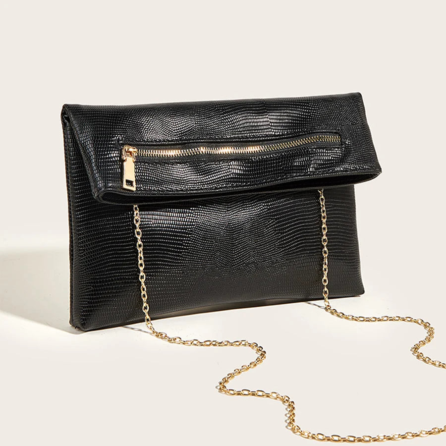 Crocodile Envelope Evening Bag Chain Strap Crossbody Purse
