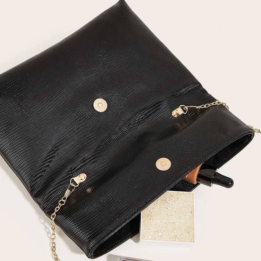 Crocodile Envelope Evening Bag Chain Strap Crossbody Purse