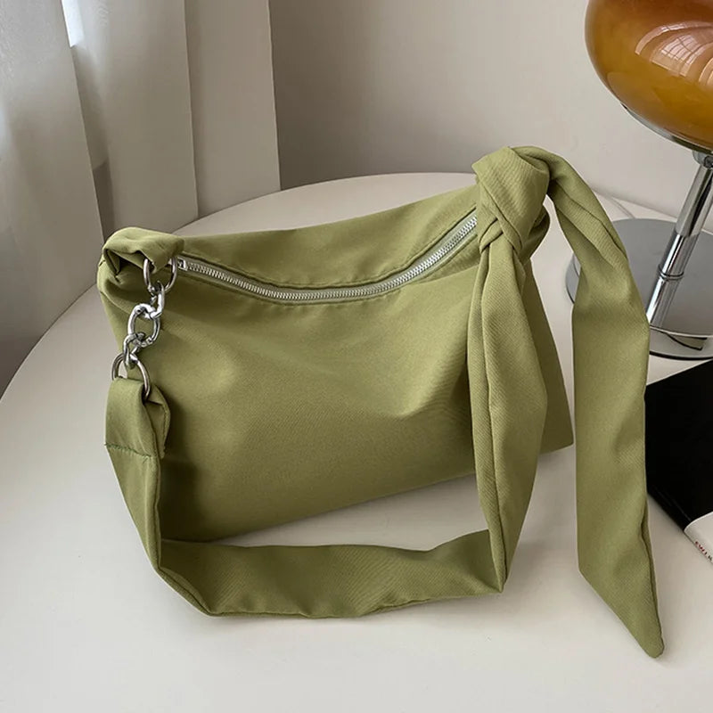 Nylon Messenger Shoulder Bag Chain Strap Removable Handbag Women Crossbody