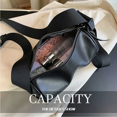 Barrel-shaped Crossbody Bag PU Retro Adjustable Daily High Street Hip-hop Style