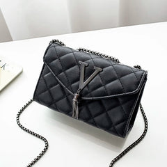 Plaid PU Leather Shoulder Bag Tassel Quilted Crossbody