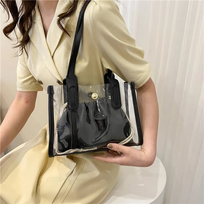 Summer Double-layer Underarm Bag with Hemp Rope Handle