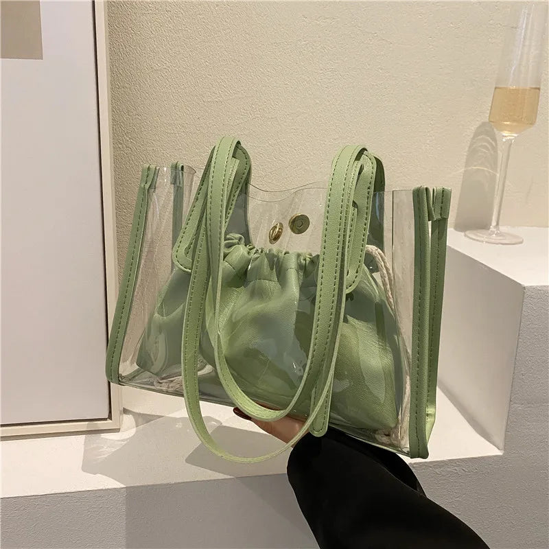 Summer Double-layer Underarm Bag with Hemp Rope Handle