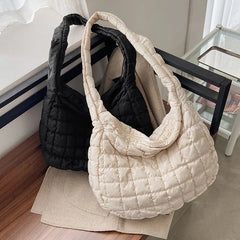 Quilted Retro Large-Capacity Shoulder Bag Tote Bag