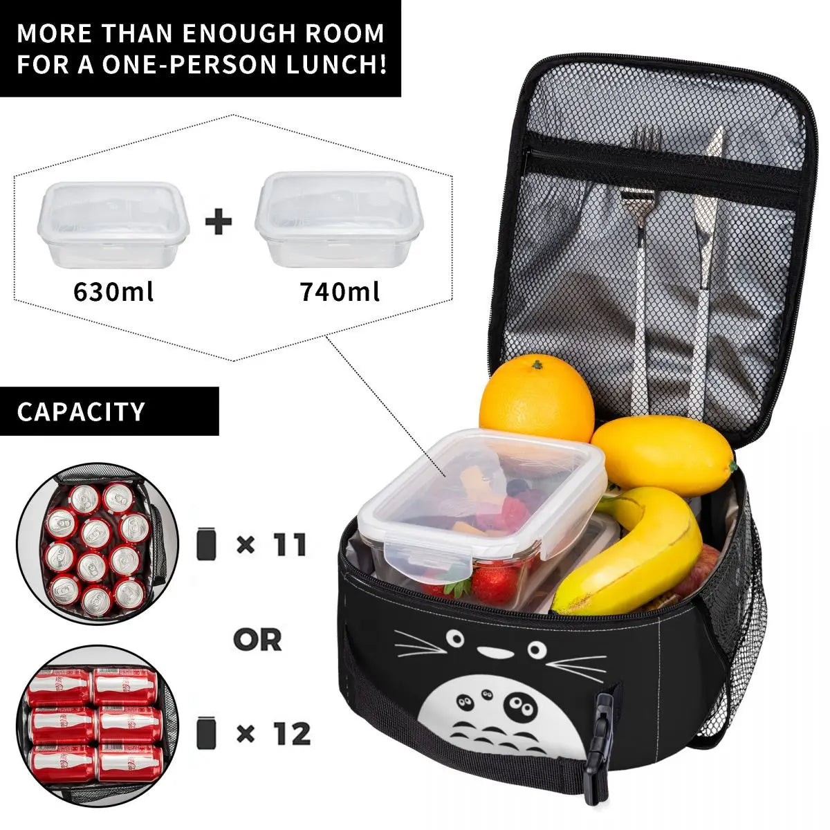 Totoro Spirited Away Reusable Lunch Box Insulated Lunch Bag for School Children
