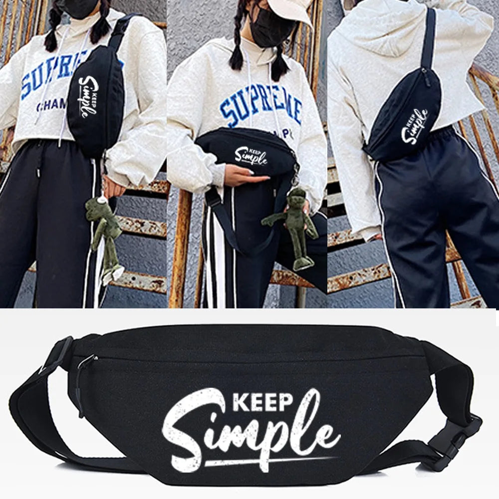 Letter Print Waist Bag Unisex Running Fanny Bag