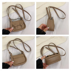 Mini Beading Chain Shoulder Bag Lipstick Pocket Crossbody Handbag