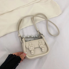 Mini Beading Chain Shoulder Bag Lipstick Pocket Crossbody Handbag