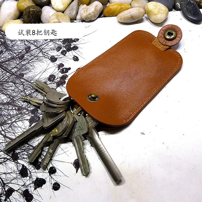 Leather Drawstring Key Holder Mini Key Bag Small House Keys Organizer Wallet