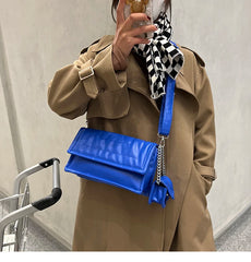 2 Bags Square Crossbody Handbag Winter PU Leather Women's Shoulder Bag