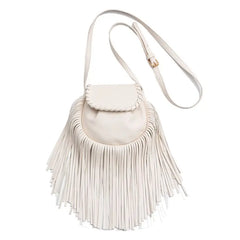 Vintage PU Leather Women Shoulder Bags Fringe Tassel Handbags