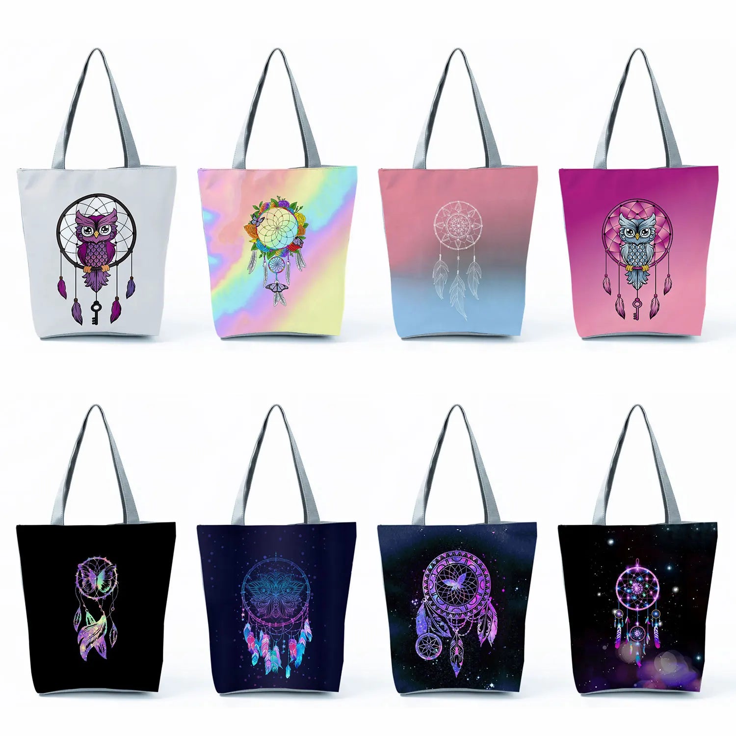 Boho Style Dream Catcher Girls Handbags Feather Printed Tote Bag