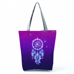 Boho Style Dream Catcher Girls Handbags Feather Printed Tote Bag