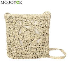 Bohemian Woven Hollow Out Beach Bag Women Crochet Fringed Straw Clutch