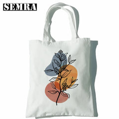 Boho Plants Women Canvas Shopper Bag Large Capacity Tote