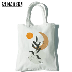 Boho Plants Women Canvas Shopper Bag Large Capacity Tote
