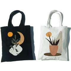 Boho Plants Women Canvas Shopper Bag Large Capacity Tote