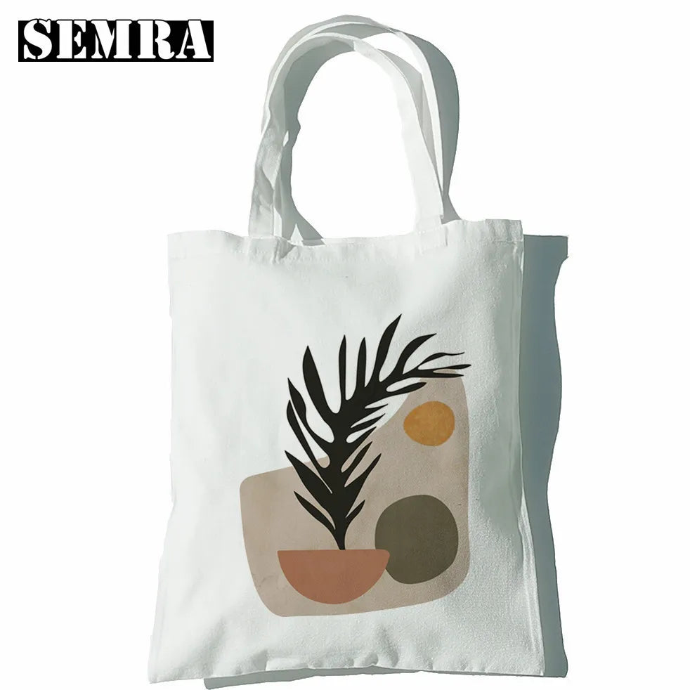 Boho Plants Women Canvas Shopper Bag Large Capacity Tote