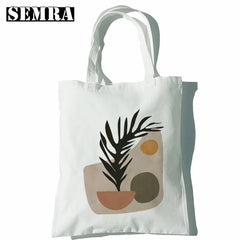 Boho Plants Women Canvas Shopper Bag Large Capacity Tote