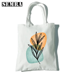Boho Plants Women Canvas Shopper Bag Large Capacity Tote