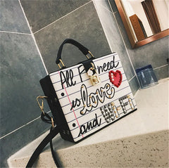 Women's Printed Letter Small Square Handbag