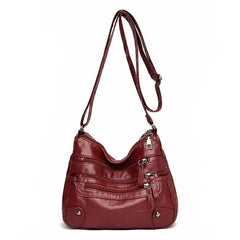 Women's Soft Leather Shoulder Bags Multi-Layer Crossbody Handbag Purse
