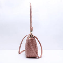 Pink Weave Shoulder Bag High Pu Leather Women Handbags Ladies Across Body Summer