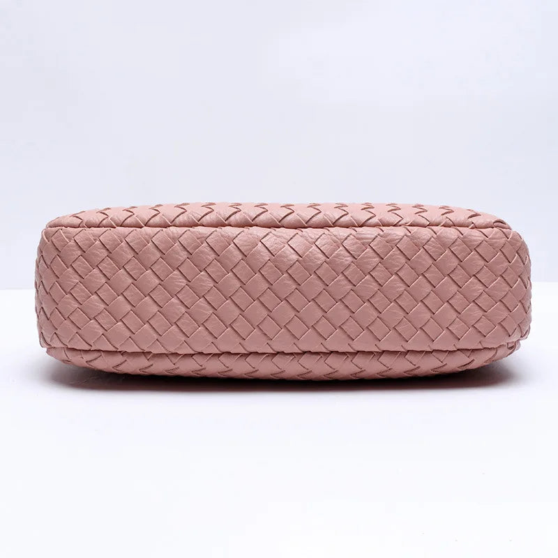 Pink Weave Shoulder Bag High Pu Leather Women Handbags Ladies Across Body Summer