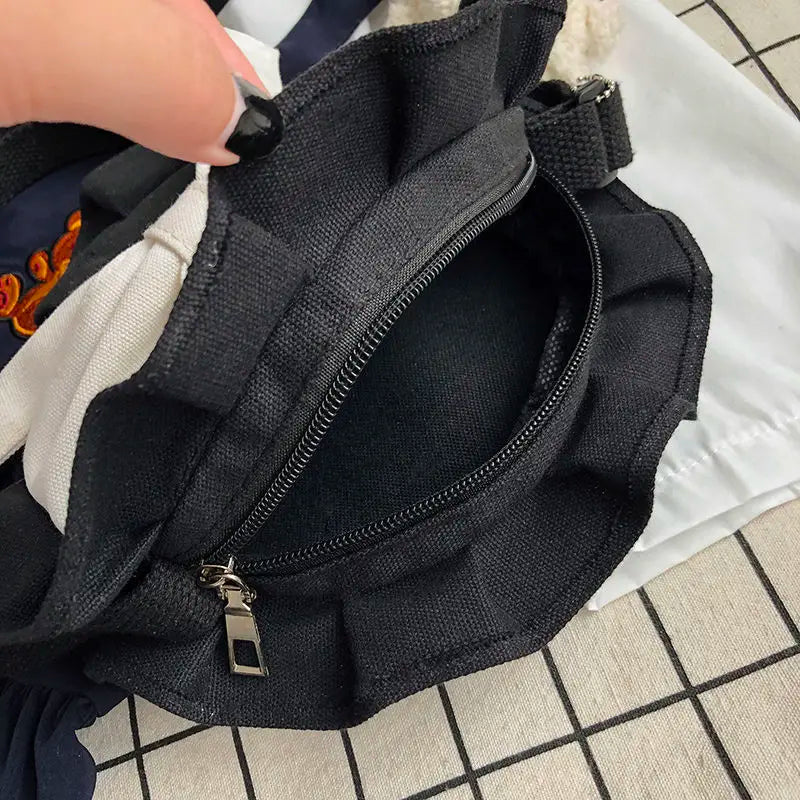 Bow Canvas Bag Shoulder Bag Women Casual Circular Ins Harajuku