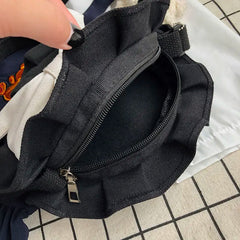 Bow Canvas Bag Shoulder Bag Women Casual Circular Ins Harajuku