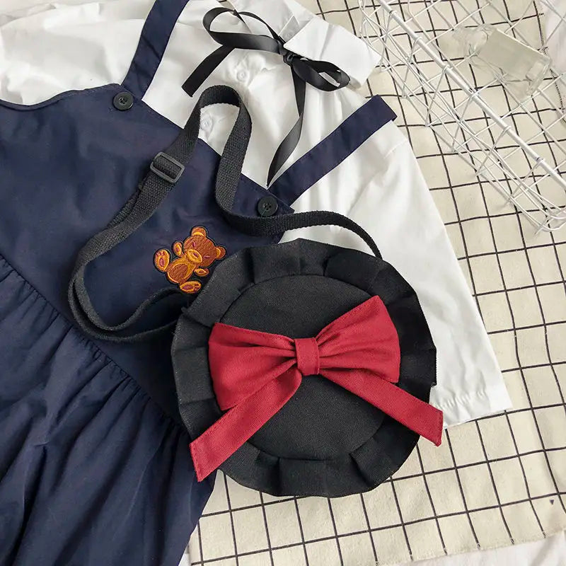 Bow Canvas Bag Shoulder Bag Women Casual Circular Ins Harajuku