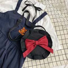 Bow Canvas Bag Shoulder Bag Women Casual Circular Ins Harajuku
