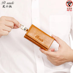 Men's Leather Key Case Zipper Wallet Car Key Holder
