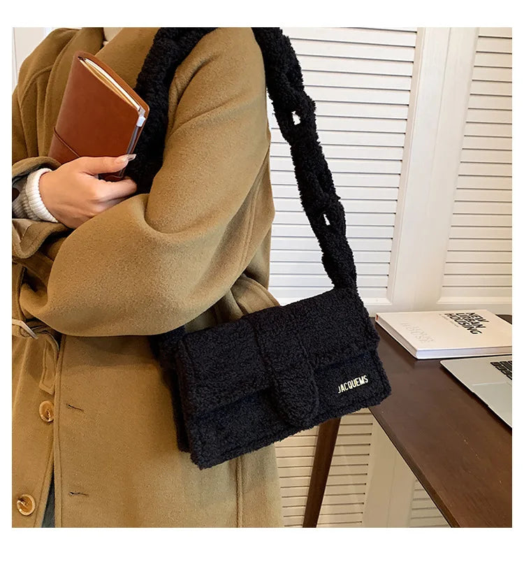 Winter Plush Shoulder Bag Square Bag Armpit Bags For Women