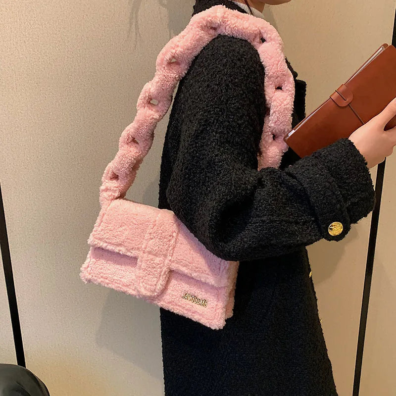 Winter Plush Shoulder Bag Square Bag Armpit Bags For Women