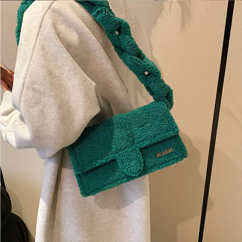 Winter Plush Shoulder Bag Square Bag Armpit Bags For Women