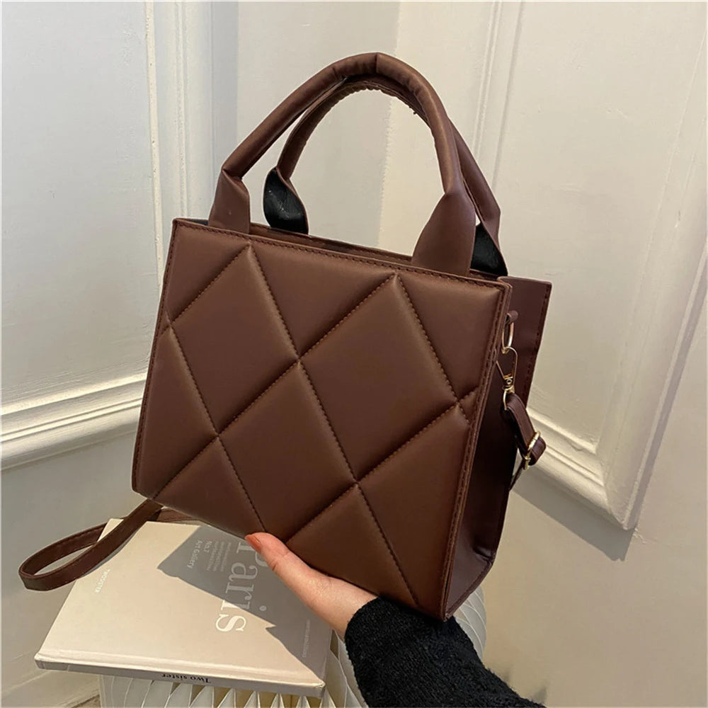 Women's PU Leather Crossbody Bag Plaid Shoulder Tote