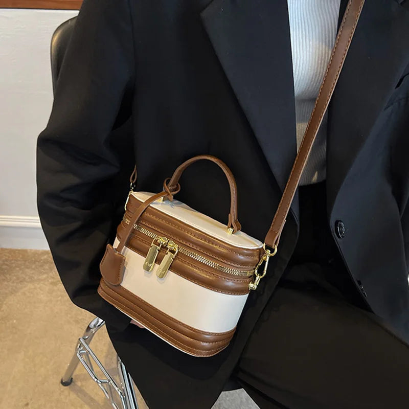Barrel-shaped Shoulder Bag High Crossbody Square Bag Clutch